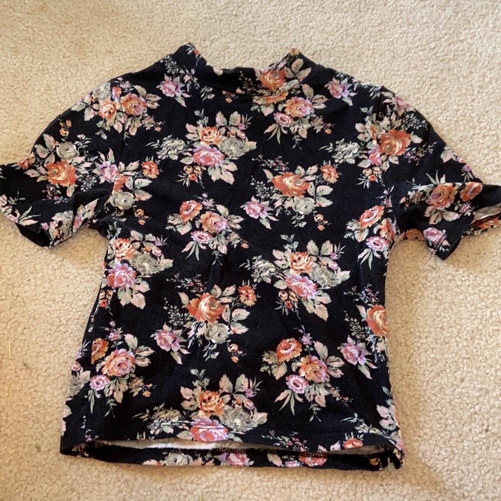 floral mock neck crop top